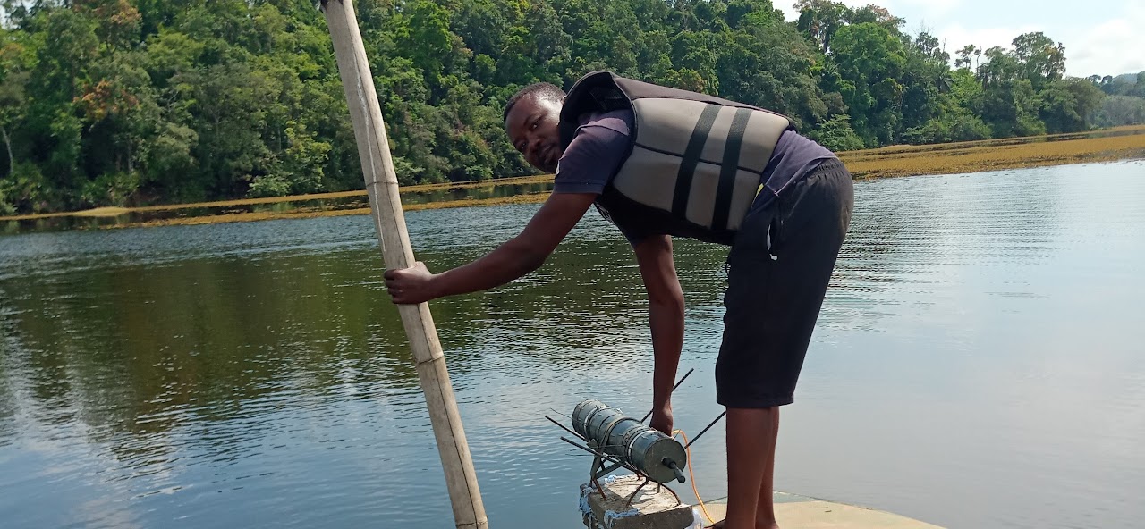 Passive acoustic recorder deployment in Lake Ossa, Cameroon