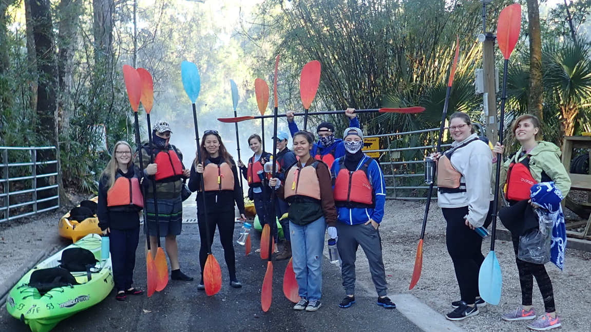 Students kayaking in Sarasota Bay